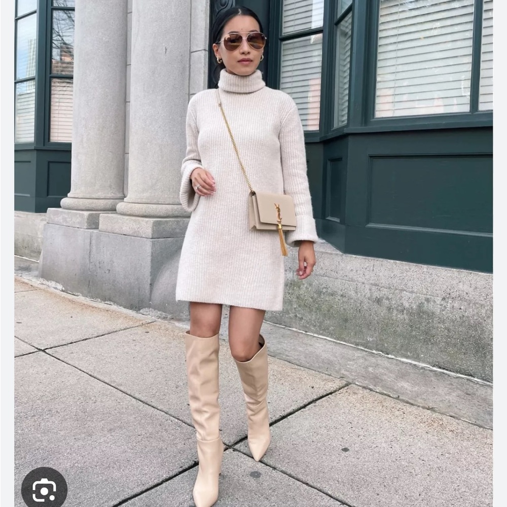 Steve Madden Abbie turtleneck sweater dress in cream size small